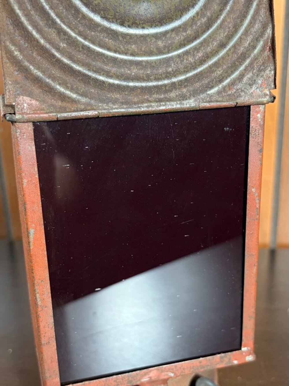 Antique Red Photography Darkroom Oil Lantern w/ Red & Amber Glass Panels RARE - Picture 6 of 10